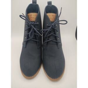 Nautica Waterline Wedge Booties Ankle Lace Up Navy Blue Size 8.5